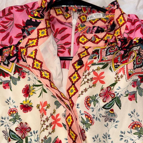 Alice + Olivia Kathy Floral Tiered Mini Dress, Size 6 - Picture 9 of 16